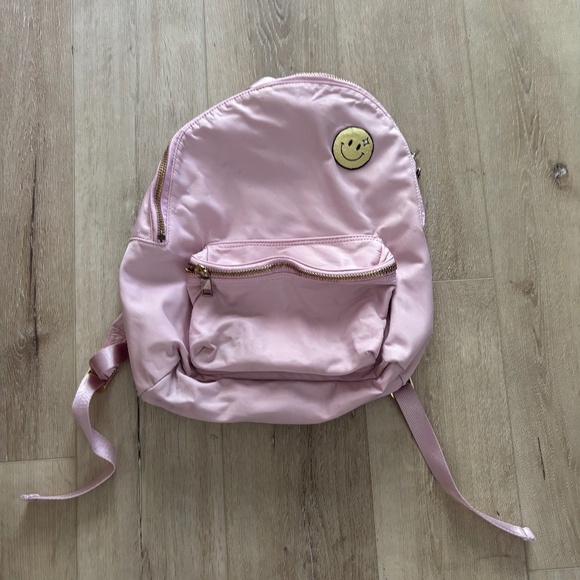 Stoney clover backpack pink with smiley face